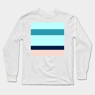 A solid integration of Oxford Blue, Deep Sea Blue, Christmas Blue, Pale Cyan and Champagne Pink stripes. Long Sleeve T-Shirt